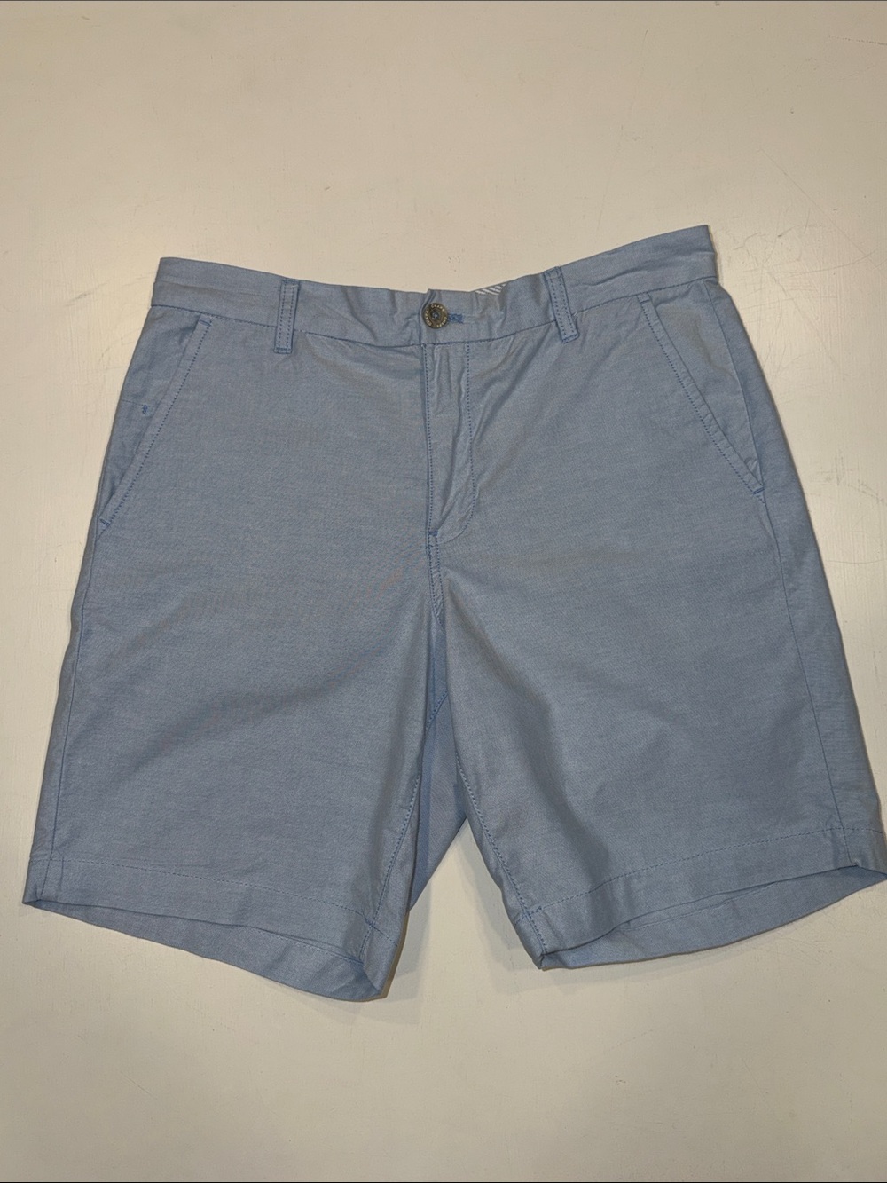 Chaps Light Blue Flat-Front Cotton Shorts